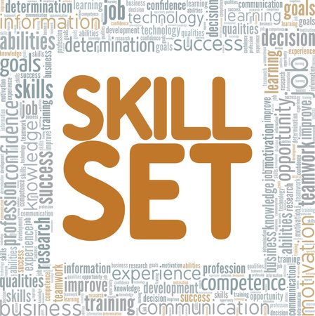Skillset word cloud conceptual design isolated on white background.のイラスト素材