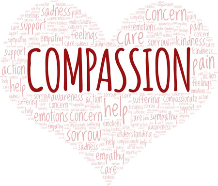 Compassion word cloud conceptual design isolated on white background.のイラスト素材