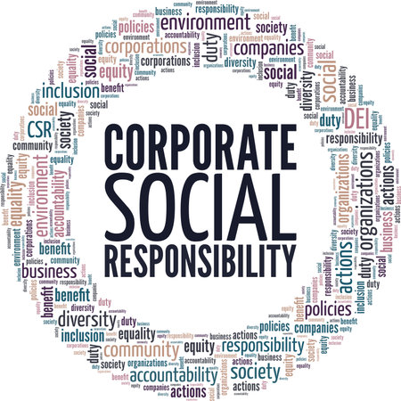 Corporate Social Responsibility word cloud conceptual design isolated on white background.のイラスト素材