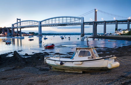 PLYMOUTH, DEVON. 9th October 2016. The Tamar Bridge - which forms the link between Devon and Cornwall - is less busy now that the tourist season is nearing its end.のeditorial素材