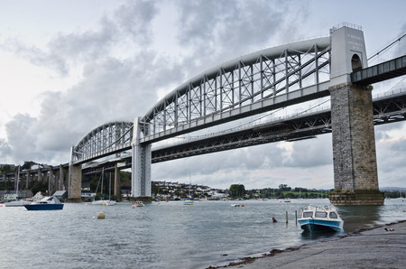 St BUDEAUX, near PLYMOUTH. 16th October 2016. Brunel's railway bridge spanning the river Tamar still carries rail services to and from Cornwall.のeditorial素材