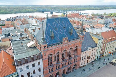 TORUN, POLAND. 6th April 2017. The view of the cirt from the tower of the old town hall. Torun's popularity is increasing with tourists after the introduction of no-frills flights to nearby airports.のeditorial素材