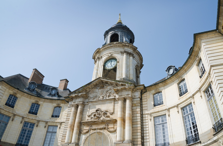 RENNES, FRANCE. August 27th 2017. The city hall in Rennes offers guided tours to tourists, and the town hall square hosts cultural events in August.のeditorial素材