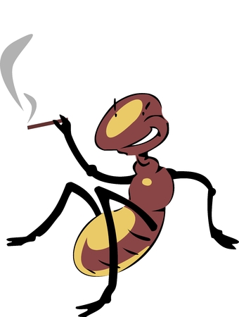 Smoking a cigar an insect sitting - vectorのイラスト素材