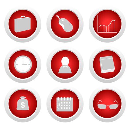 Business red button setのイラスト素材
