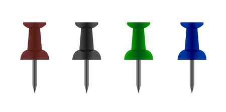 realistic illustration of push pin collectionのイラスト素材