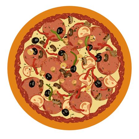 Realistic illustration pizza on white backgroundのイラスト素材