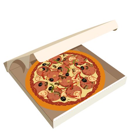 Realistic illustration pizza in boxのイラスト素材