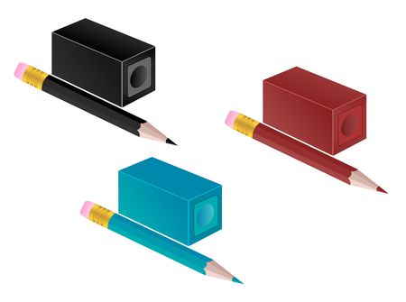 High detail illustration of pencil and pencil sharpener. のイラスト素材
