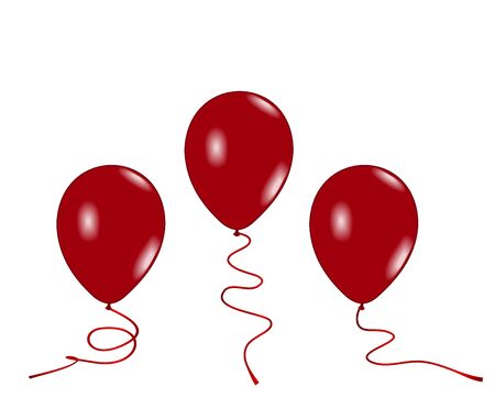 Realistic illustration of three red balloons 