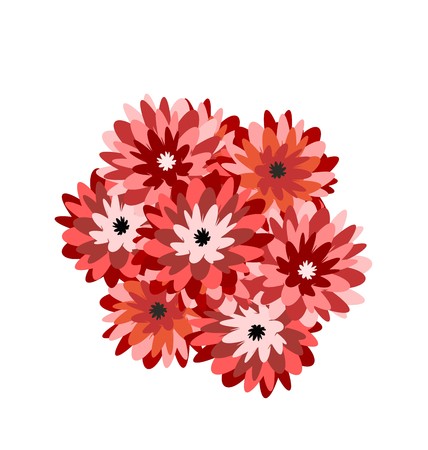 Illustration a bunch of flowers aster のイラスト素材