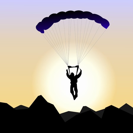 Realistic illustration parachutist of sunrise のイラスト素材