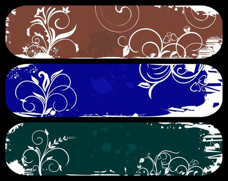 Illustration of set abstract grunge banners のイラスト素材