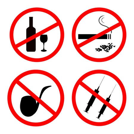 No smoking, No alcohol and no drugs signpostsのイラスト素材
