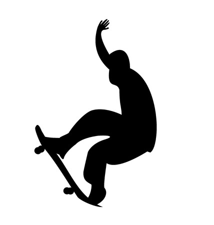 Illustration of black silhouette skateboard manのイラスト素材