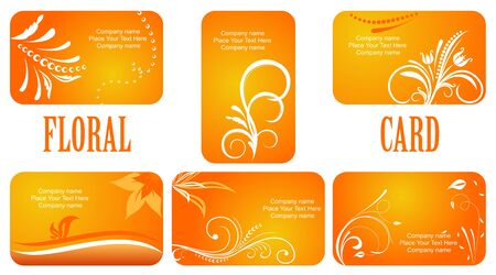Set of orange autumn business cardsのイラスト素材
