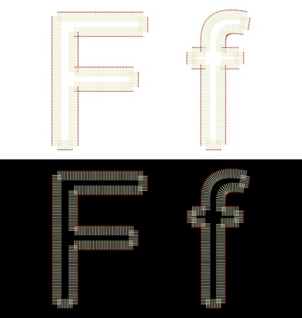 Illustration by font from matches isolated on white and black background  のイラスト素材