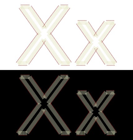 Illustration by font from matches isolated on white and black background  のイラスト素材