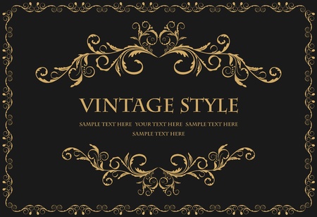 Illustration the luxury gold pattern ornament borders of black backgroundのイラスト素材