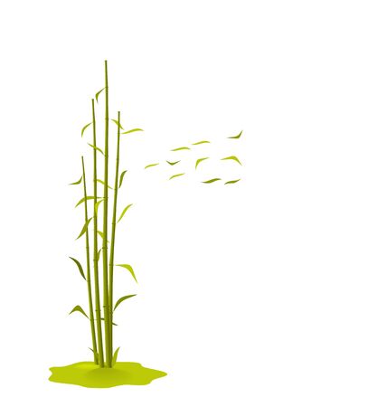 The illustration a wind breaks bamboo leaves, isolated on a white backgroundのイラスト素材
