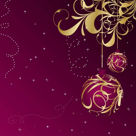 Illustration elegant christmas floral background with ballsのイラスト素材