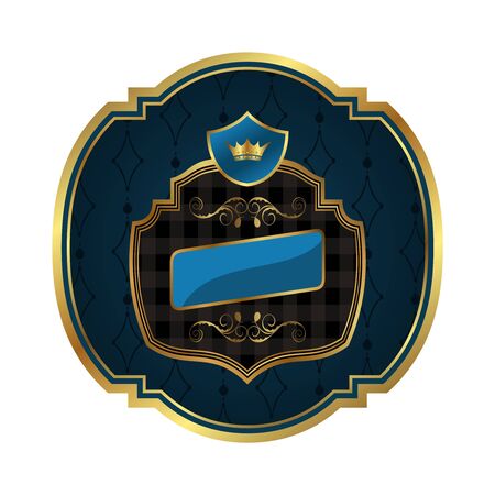 Illustration golden frame label with crown isolated - vectorの写真素材