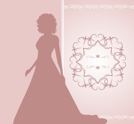 Illustration wedding invitation or card with girl bride - vectorのイラスト素材