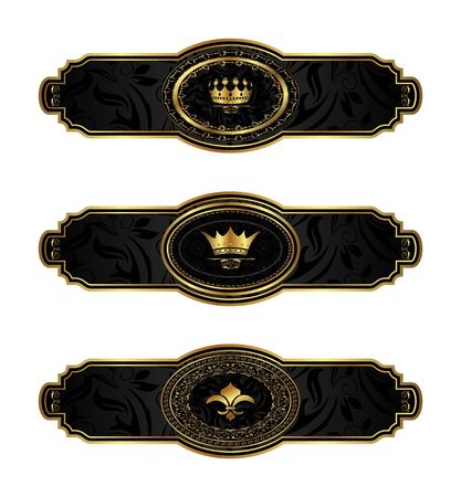 Illustration set black-gold decorative frames - vectorのイラスト素材
