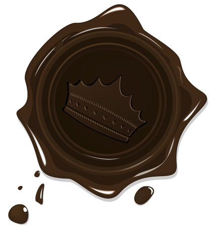 Illustration of wax grunge brown seal with crown isolated on white background - vectorのイラスト素材
