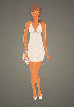 Illustration fashion glamor girl in dress - vectorの写真素材