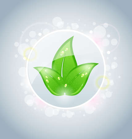 Illustration ecology bubble with green leaves - vectorのイラスト素材
