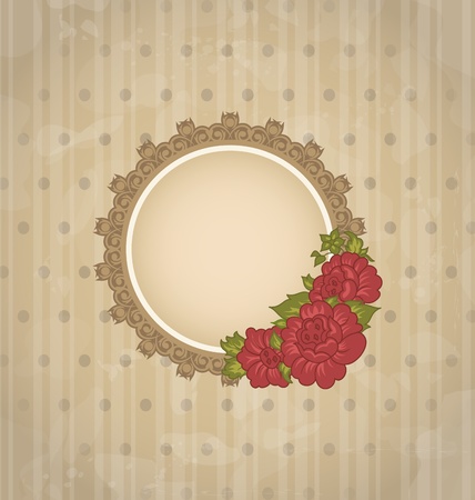 Illustration vintage background with floral medallion and flowers  - vectorのイラスト素材