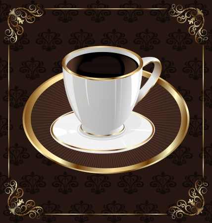 Illustration cute ornate vintage wrapping for coffee, coffee cup - vectorのイラスト素材