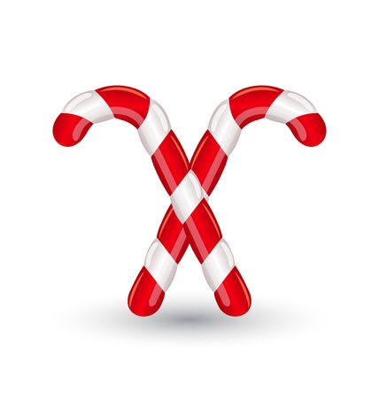 Illustration Christmas candy canes isolated on white backgroundのイラスト素材