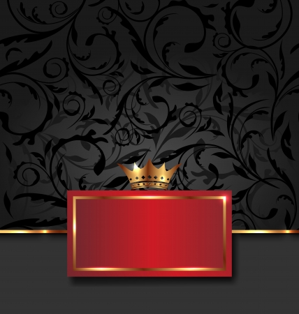 Illustration ornate decorative frame with golden crown - vectorのイラスト素材