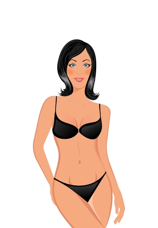 Illustration beautiful girl in bikini swimsuit isolated - vectorのイラスト素材