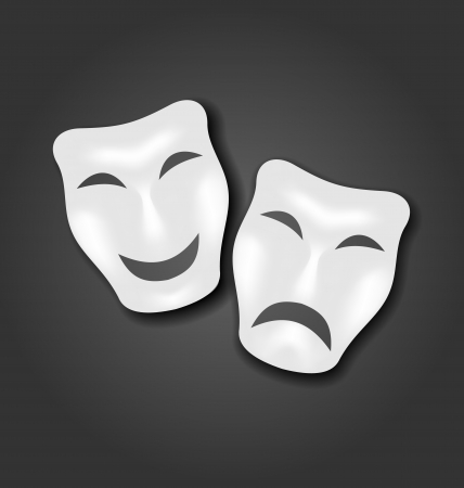 Illustration comedy and tragedy masks for Carnival or theatre - vectorのイラスト素材