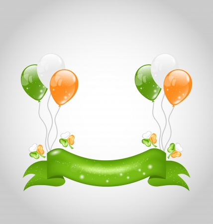 Illustration Irish balloons with clovers and ribbon for St. Patrick's Day - vectorのイラスト素材