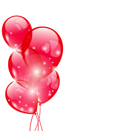 Illustration flying red balloons isolated on white background - vectorのイラスト素材