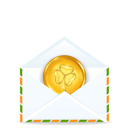 Illustration envelope with golden coin for St. Patrick's Day - vectorのイラスト素材