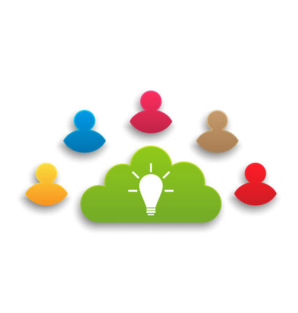 Illustration teamwork results in creating ideas - vectorのイラスト素材