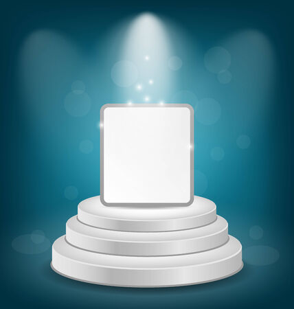 Illustration white podium with banner のイラスト素材