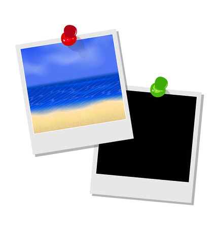 Illustration photo frame with beach and empty photo frame - vectorのイラスト素材