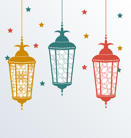 Illustration intricate Arabic lamps for Ramadan Kareem - vectorのイラスト素材