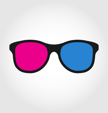 Illustration 3d glasses red and blue on white  background のイラスト素材