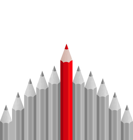 Illustration group of pencils with one highlighted as business concept for leadershipのイラスト素材