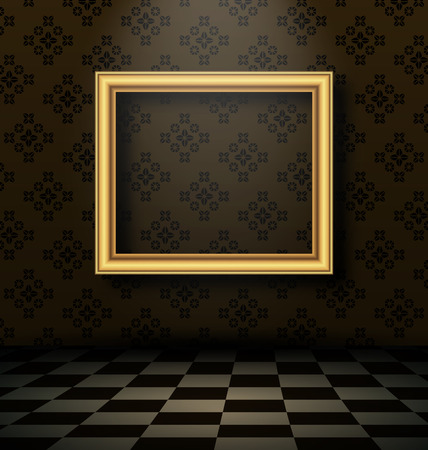 Illustration picture frame in baroque interior style のイラスト素材