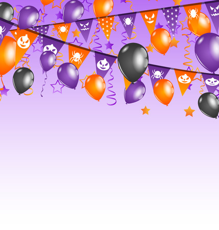 Illustration Halloween background with hanging flags and balloons のイラスト素材