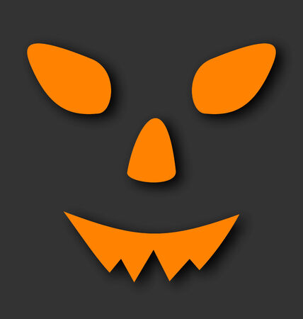 Illustration Jack o lantern pumpkin faces glowing on black background のイラスト素材