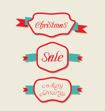 Illustration Christmas set variation vintage labels with text - vectorのイラスト素材